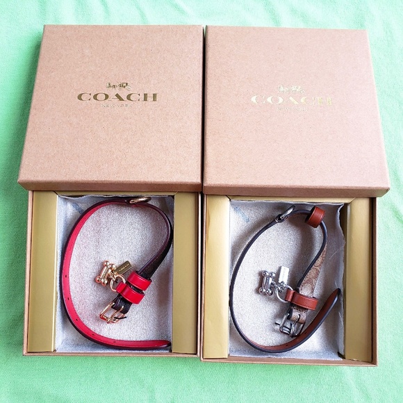 COPY - COACH BOXED SMALL PET COLLAR:NIB KHAKI/SADDLE or BROWN BLACK/RED CH144  … - Picture 1 of 16